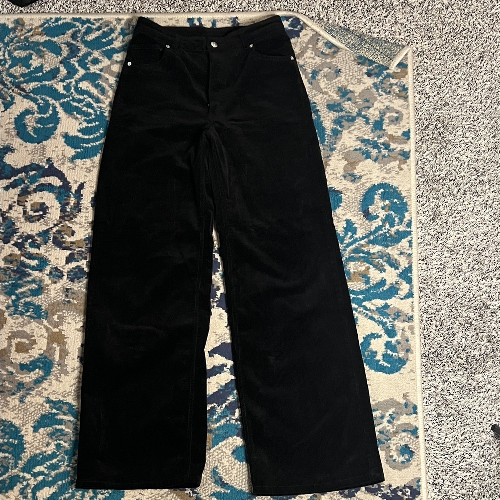 H&M Black Wide-Leg Corduroy Trousers